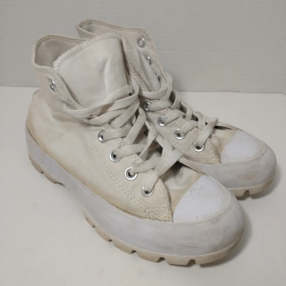 Converse All Stars White High Top Platform‎ Lug Sole Sneakers, Women's Size 6.5